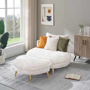 Racxily 65 inches Corduroy Sofa, with 3 Pillows and 2 seats, for Apartment Office Living Room - 1 of 4