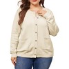 Agnes Orinda Women's Plus Size Classic Long Sleeve Knit Casual Front Button Down Cardigan - 2 of 4