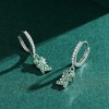 Dinosaur Dangle Hoop Earrings in S925 Sterling Silver with Green CZ - 3 of 4