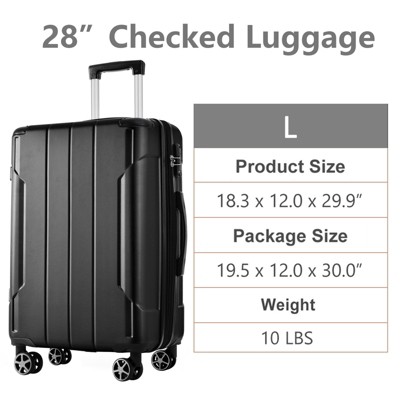 Vynxaria 28-Inch Expandable Hardshell Luggage - Lightweight ABS Suitcase with Double Wheels (Blue)