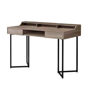 Monarch Specialties Computer Desk Home Office Laptop Storage Drawers 48InchL Work Metal Laminate Brown Black Contemporary Modern - 1 of 4