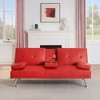 67" PU Leather 2-Seater Double Folding Sofa Bed with Adjustable Backrest, Matching Coffee Table, Metal Legs and Solid Wood Frame - 3 of 4