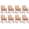 vidaXL Patio Dining Chairs 8 Pcs - Outdoor Chairs with Cushions, Solid Acacia Wood, Weather-Resistant, Ideal for Patio/Garden/Terrace (Gray) - 2 of 4