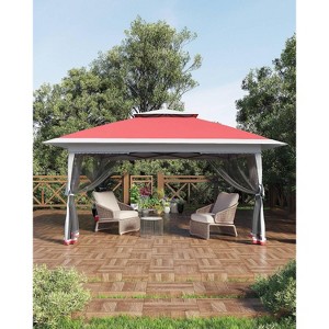 Canopy Tent Pop Up Gazebo Tent Setupwith 4 Sand Bags for Backyard Garden Patio,Mosquito Netting & Height Adjustable - 1 of 4
