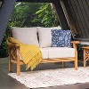 Cambridge Casual Carmel Teak Wood Patio Outdoor Loveseat with Tan Cushion - 2 of 4