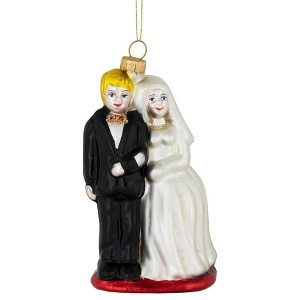 Northlight Glittered Bride and Groom Glass Christmas Ornament - 3.75" - 1 of 4