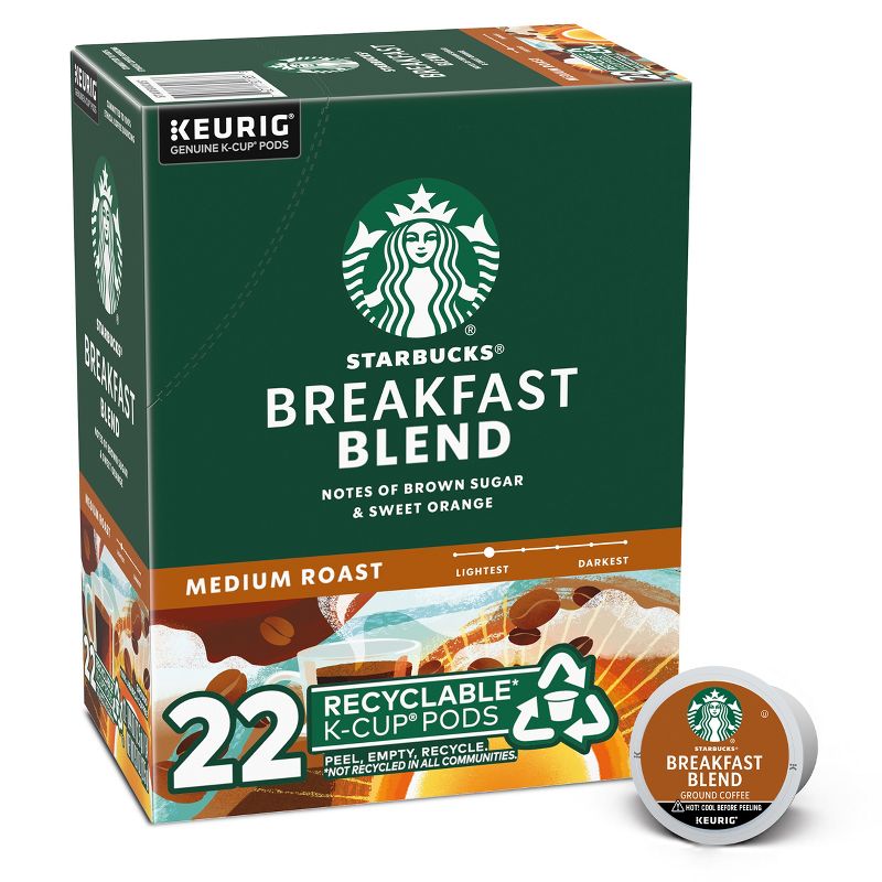 Starbucks Keurig Breakfast Blend Medium Roast Coffee Pod&#160; - 22 K-Cups, 1 of 10