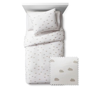 Clouds Duvet Cover Set - Pillowfort , Size: TWIN, White Gray