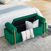 Tramull Elegant Linen Upholstered Storage Bench with Cylindrical Arms & Iron Legs for Hallway, Living Room, Bedroom - 4 of 4