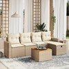 vidaXL Patio Sofa Set with Cushions Outdoor Furniture 6 Piece Poly Rattan - Beige and Cream Without Storage - 2 of 4