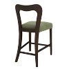 Christopher Knight Home Set of 2 Alice Rubberwood Upholstered with Curved Open Back Counter Height Barstools Green/Dark Brown - 4 of 4
