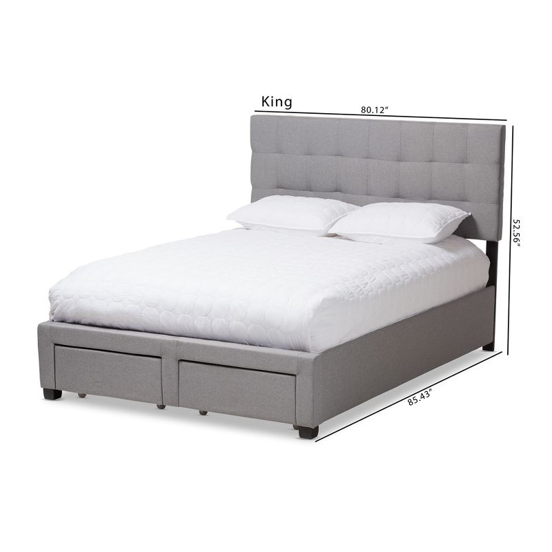 Queen Tibault Modern and Contemporary Fabric Upholstered Storage Bed Gray - Baxton Studio, 6 of 15
