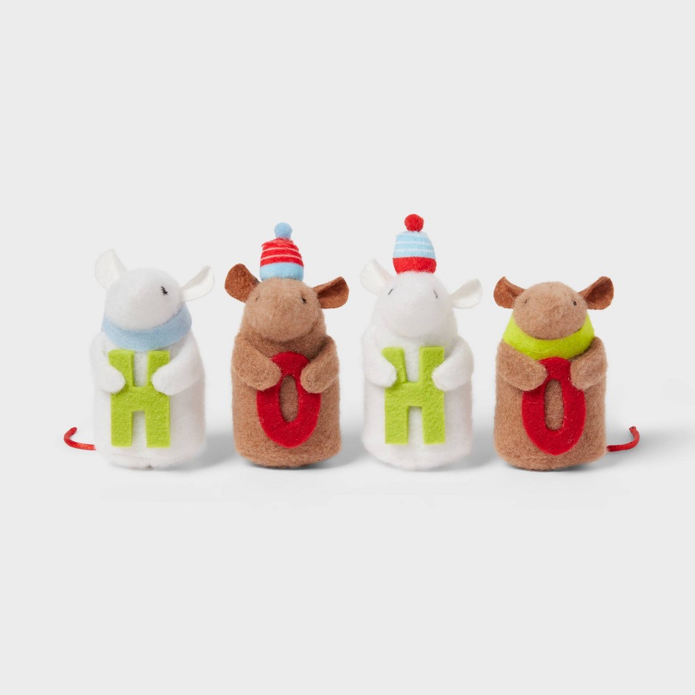 Ho Ho Ho Mice Cat Plush Toy Set - 4pk - Wondershop™