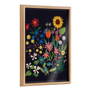 18" x 24" Blake Dark Flora by Hannah Beisang Framed Printed Glass Natural - Kate & Laurel All Things Decor: Modern Botanical Wall Decor - 1 of 4