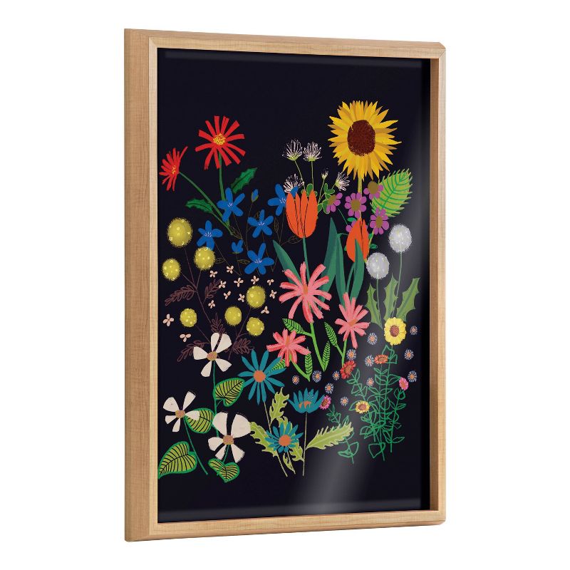 18&#34; x 24&#34; Blake Dark Flora by Hannah Beisang Framed Printed Glass Natural - Kate &#38; Laurel All Things Decor, 1 of 8