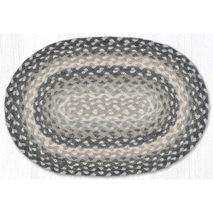 Earth Rugs Gray Sand Ivory Braided Jute Oval Placemat 13"x19" - 1 of 3