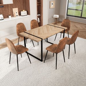 NicBex Dining Table Set for 6 Modern Dining Table with MDF Tabletop, Metal Frame and 6 Suede Chairs for Kitchen - 1 of 4