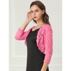 INSPIRE CHIC Women's Elegant 3/4 Sleeve Sheer Floral Lace Open Front Crop Shrug - 4 of 4
