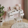 Makeup Vanity Desk with Lights and Stool, Vanity Desk with Flip Top and Mirror, Vanity Desk with Center Cabinet and 4 Drawers 3 Lighting Modes, Gold - 2 of 4