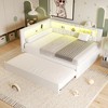 Full Size Upholstered Platform Bed with Trundle, USB Ports and LED Belt - 3 of 4