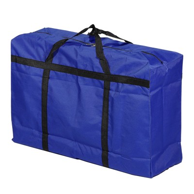 Unique Bargains Foldable Storage Totes with Zipper for Bedding Clothes 1 Pcs Blue