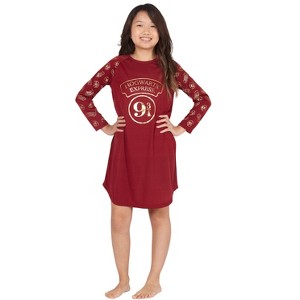HARRY POTTER 9 3/4 Hogwarts Express Raglan Nightgown Red - 1 of 4