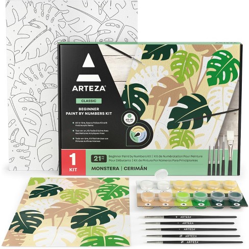 Arteza Monstera Paint by Numbers Kit - 21 Pieces