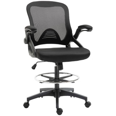 NicBex Adjustable Height Mesh Drafting Office Chair with Lumbar Support,Flip-up Armrests,Footrest Ring for Work Study,Black