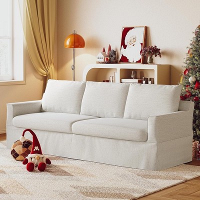 JUJABU 3-Seater 93" Slipcovered Upholstered Sofa with Removable Cover