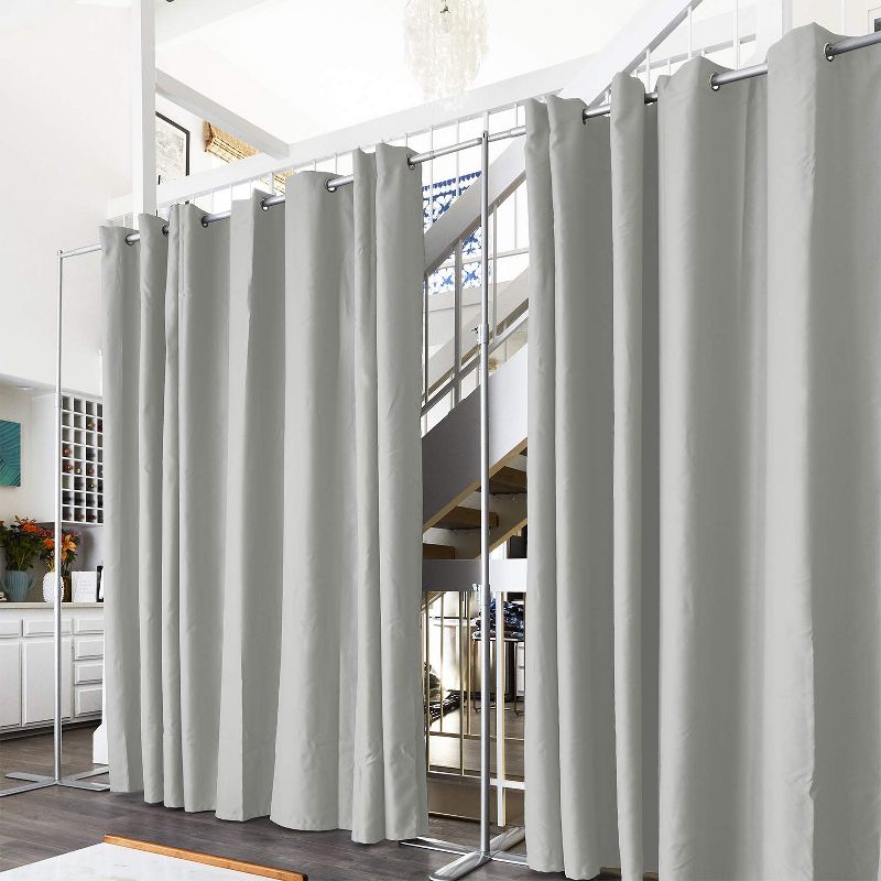 RoomDividersNow Polyester Curtain Kit Large 8ft Tall x 14ft Wide, Stone White, 3 of 5