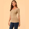 INSPIRE CHIC Women's Half Sleeves Scoop Neck Fitted Layering Soft T-Shirt - 2 of 4