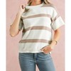 Women's Striped Short Sleeve Sweater - Shewin - 4 of 4