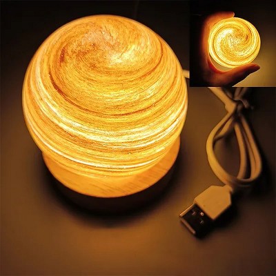 USB Fantasy Rainbow Planet Light Astronomical Ornaments Desktop Decorative Lights Art Crafts Wooden Case Gifts for Wedding Party
