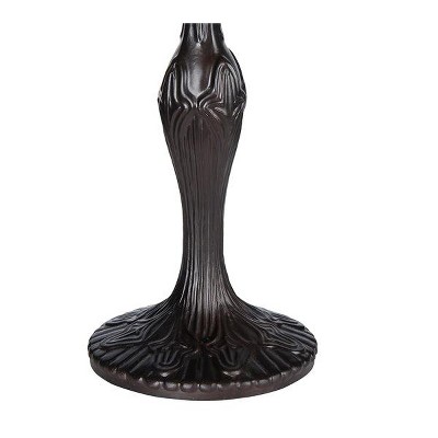 Victorian Bronze Stained Glass Table Lamp with Adjustable Shade