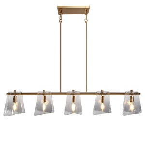 LNC Afmean 5-Lights 41.5" Modern   Luxury Linear Smoked-Gray Glass Island Lights,Gold and Smoked Glass - 1 of 4