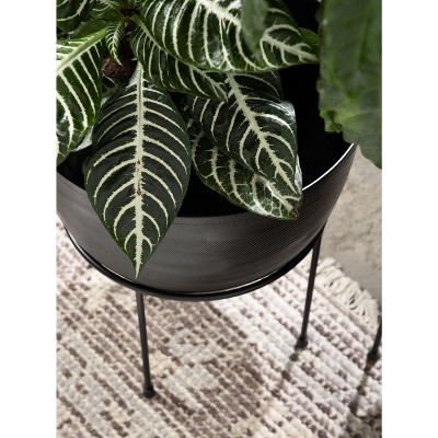 Navara Black Aluminum and Iron Round Planter Set