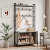 Shoe Rack for Closet, 36.41" Hall Tree with Shoe Storage Bench, 3 in 1 Hallway / Entryway Bench with Coat Rack & Wall Rack 8 Hooks, Industrial Bench - 2 of 4