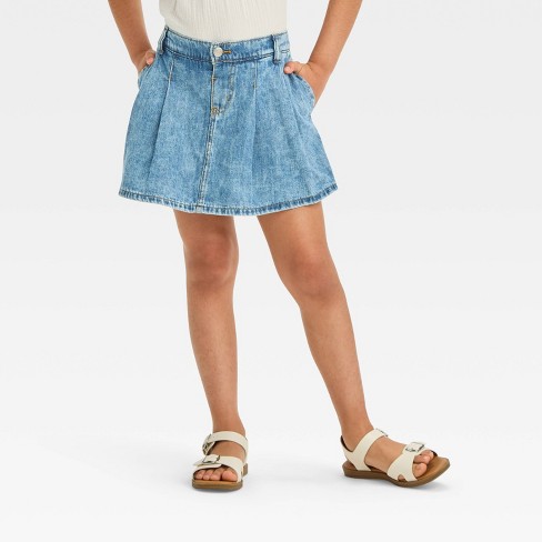 Girls Pleated Denim Skort Cat Jack Medium Wash Target