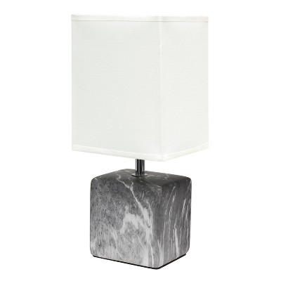 Petite Marbled Ceramic Table Lamp with Fabric Shade - Simple Designs