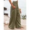 Womens Casual Pants Mid Rise Linen Wide Leg Lounge Pants - 2 of 3