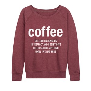 Women's - Instant Message - Coffee Eeffoc Lightweight French Terry Wide Neck Long Sleeve Graphic Shirt - 1 of 4