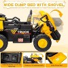 12V Kids Ride On Dump Truck, Electric Construction Car w/ Remote, Lift Bed, Shovel, Music & LED Lights - 4 of 4