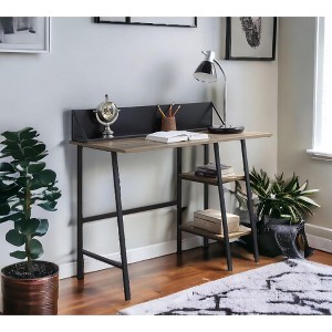 XIYUYEU Home Office Desk Modern Writing Desk with 2 Storage Drawers and Chrome Wooden Desktop for Office - 1 of 4