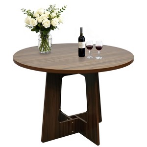 Round Dining Table for 4, 43" Wood Kitchen Table with Cross Base, Modern Dinner Table, Breakfast Table for Dining Room Living Room, No Chair - 1 of 4