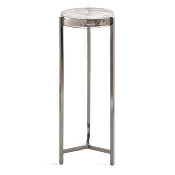 Kate and Laurel Aguilar Round Metal Drink Table, 9x9x23, Pewter