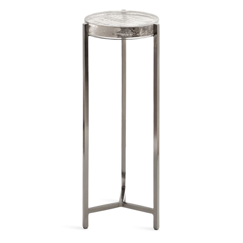 Kate and Laurel Aguilar Round Metal Drink Table, 9x9x23, Pewter, 1 of 10