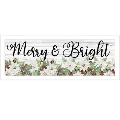 HomeRoots Merry and Bright White Framed Print Wall Art