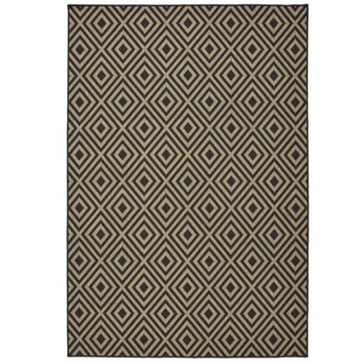 Oriental Weavers Marina 2335K Black/ Tan Indoor/Outdoor Area Rug - 1'9" x 3'9"