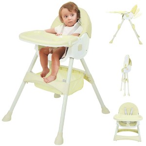 Napei 6- in -1 Baby High Chair with 5 -Point Safety Harness and Adjustable Dining Tray,Foldable High Chair for Space-Saving-Yellow - 1 of 1