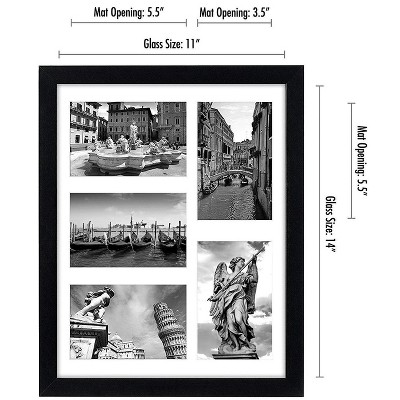 Black Multi-Size Picture Frame Set with Shatter-Resistant Glass